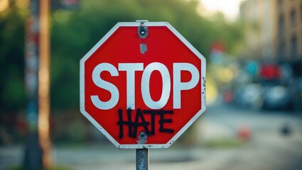 stop sign with vandalism