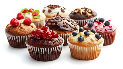 Tasty muffins isolated on white background