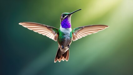 Fototapeta premium Hummingbird captured mid-flight in photography