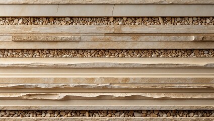 Fototapeta premium Beige cream natural slab seamless texture, ideal for outdoor wall cladding, is beneficial for walls and frequently utilized in architectural finishes for buildings.