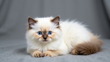 Fototapeta premium photo white cat with blue eyes breed fold