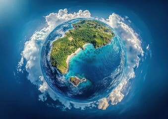 Fototapeta premium Green Earth with Clouds in Space