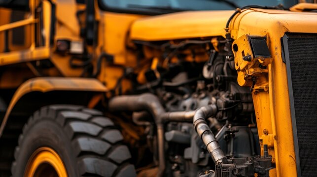 Close-up of a heavy machinery engine showcasing intricate details and robust design