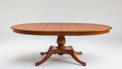 Oval classic wooden table isolated on white.