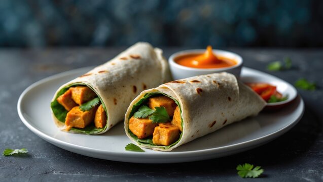 Peri peri paneer wrap, focused selection
