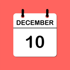 December 10. Daily Calendar icon for design. Simple design for business brochure, flyer, print media, advertisement. Easily editable.