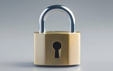 Fototapeta premium Brass Padlock Security Closeup Image, Metal Lock