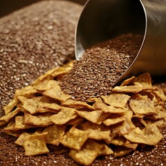 Golden Brown Crunchy Flaxseed Snacks with Seeds