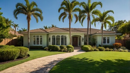 Fototapeta premium luxury villa with pool and garden