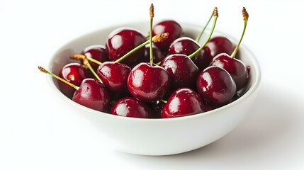 Bowl of Cherries isolated on white background
