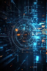 Fototapeta premium Abstract digital technology background with glowing lines and shapes