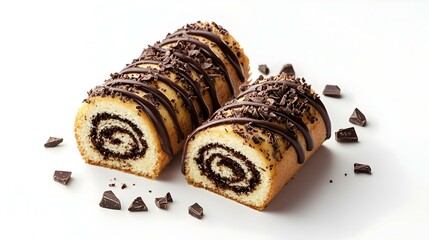 Two Swiss Rolls isolated on white background