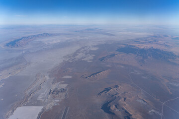 Aerial photography from a plane flying from San Jose, California to Salt Lake City, Utah. Basin and Range Province