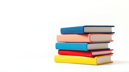 Fototapeta premium Stack of vibrant books set against a white background.