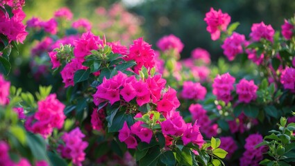Obraz premium Bougainvillea flowers in full bloom. Truly stunning to witness in vibrant color.