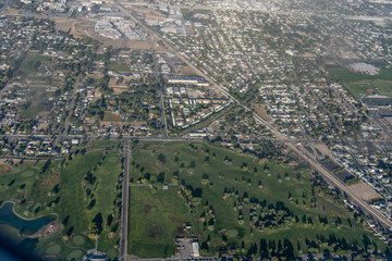 Aerial photography from a plane. Salt Lake City, Utah. Basin and Range Province