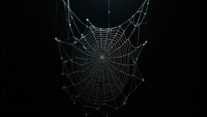 Spiderweb Against Dark Background - Authentic Cobweb