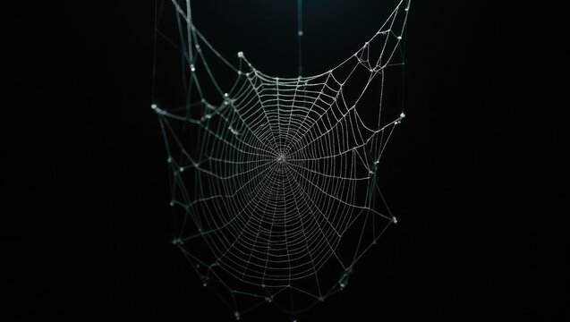 Spiderweb Against Dark Background - Authentic Cobweb