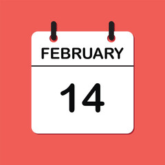 February 14. Daily Calendar icon for design. Simple design for business brochure, flyer, print media, advertisement. Easily editable.