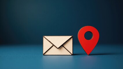 Envelope and red geolocation map pin. Contextual messages and notifications. Remaining connected and informed. Receive updates, alerts, and essential information in real-time.