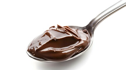 Fototapeta premium Chocolate Hazelnut Spread on Spoon isolated on white background