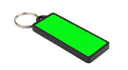 Green screen key chain mockup for design presentation with ring loop hardware