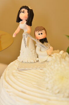 Los novios en el pastel 