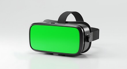 Futuristic virtual reality headset mock up with green screen on neutral background