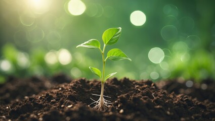 Earth day concept. Future renewable energy. Resources for sustainability. Environment symbol or plant management. Growing clean energy.