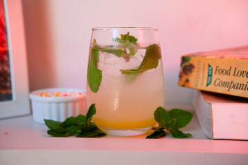 mojito cocktail on wooden table