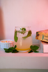 mojito cocktail on wooden table