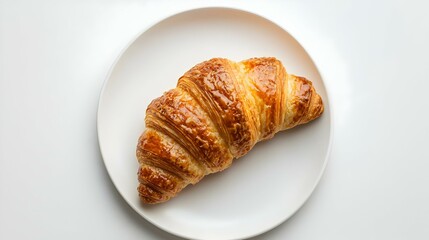 top view scene of a croissant on a plate