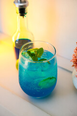 mojito cocktail on wooden table