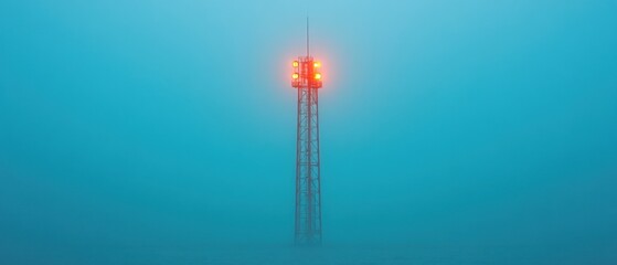 Mysterious Tower in the Fog: A Study in Blue and Orange