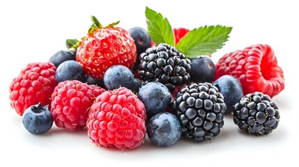 Group of fresh berries isolated on white