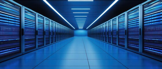 Futuristic Server Room: A Digital Data Center's Core