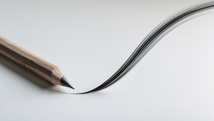 Flexibility theme. Graphite pencil creating a curved line on paper.