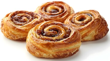 Danish pastries isolated on white background