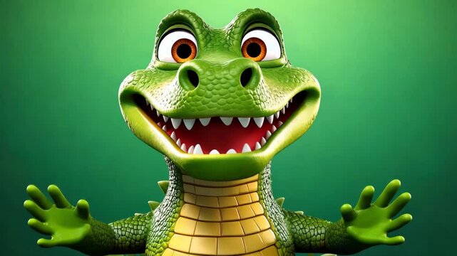 Aligator Talking on a Green Background 