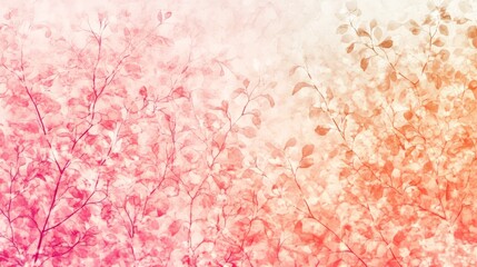 Fototapeta premium Abstract Floral Background, Soft Pink Watercolor With Leaves Silhouettes, Airy And Pastel Colors