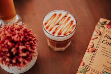 glass of cola with ice cream
