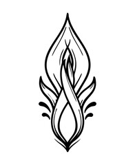 Black and White Tribal Flame Tattoo Design Illustration