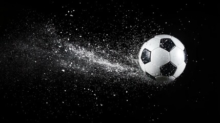 Naklejka premium Dynamic Soccer Ball in Motion: A Stunning Freeze-Frame Capture