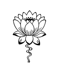 Elegant Lotus Flower Line Art Illustration for Tattoos and Designs