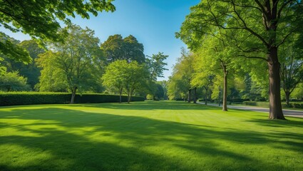 Obraz premium green lawn in park