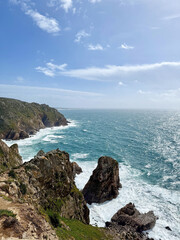 Cabo da Roca, the westernmost point of Europe, overlooking the Atlantic Ocean on the rocky edge