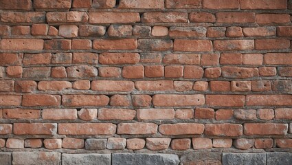 Obraz premium ancient building's old brick wall. background of red stone block masonry