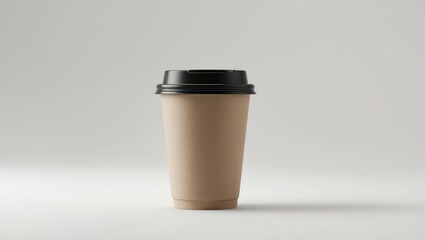 Blank disposable coffee cup isolated against a white backdrop.