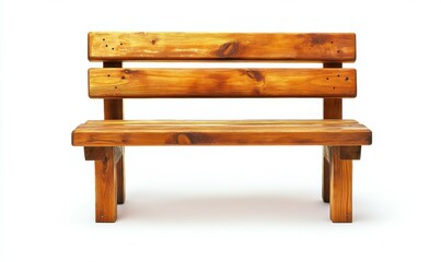 A small garden bench made of wood, isolated on white background