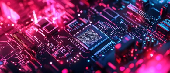 Fototapeta premium Circuit Board: A Close-Up View of Technology's Intricate Design